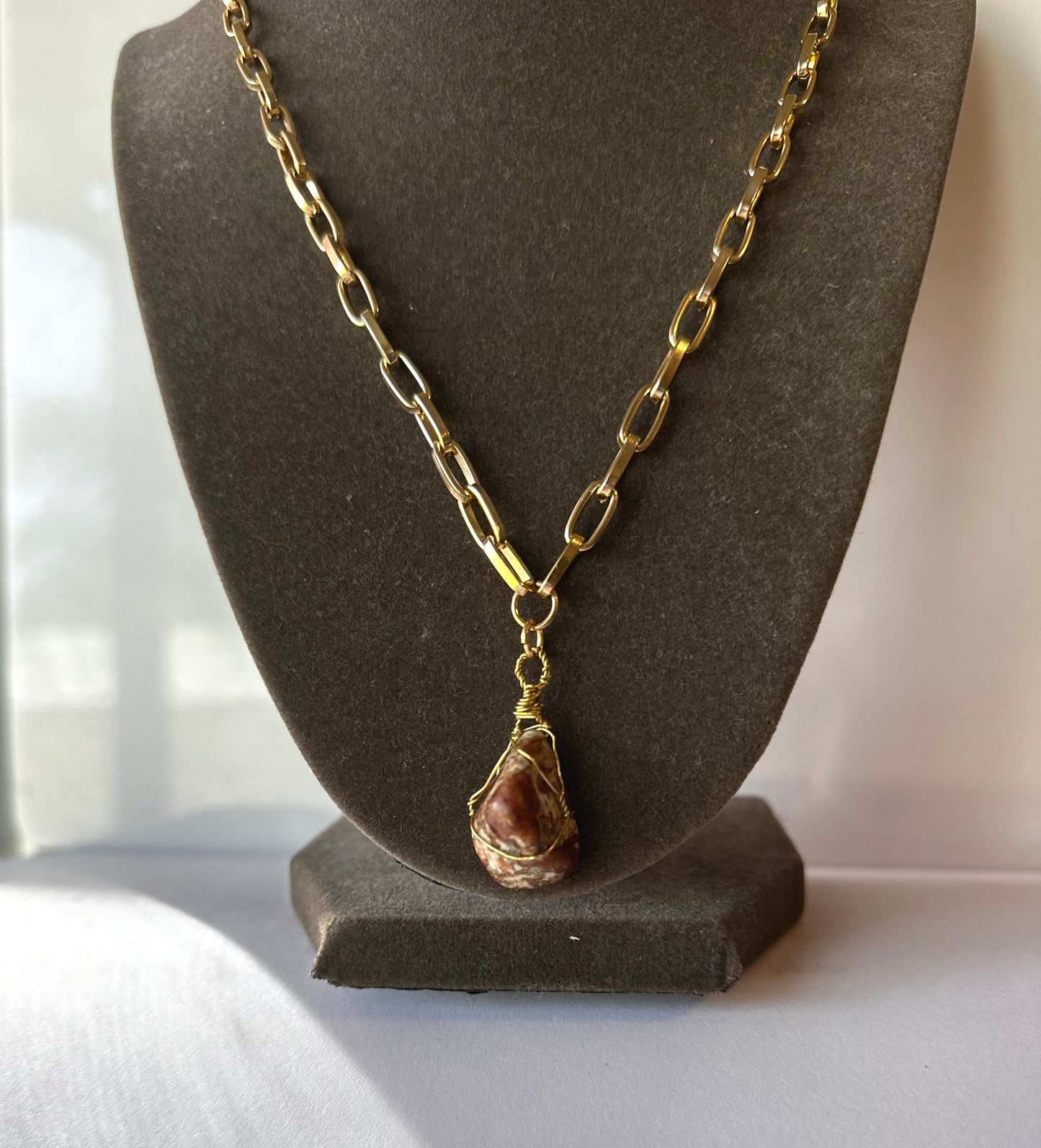 Spessartine Garnet in Limestone Necklace